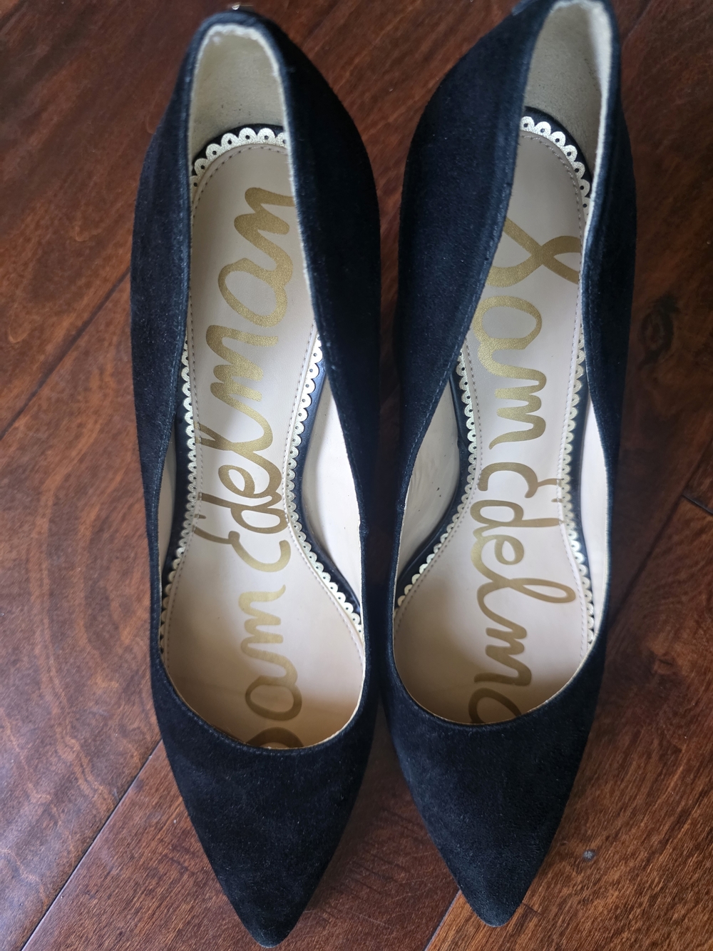 Sam Edelman Halston Black Suede Pointed Toe Block Heel Pumps - Size 9.5 - Picture 8 of 12